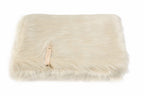 Föra white pet blanket close-up showing soft faux fur texture and full grain leather belt.
