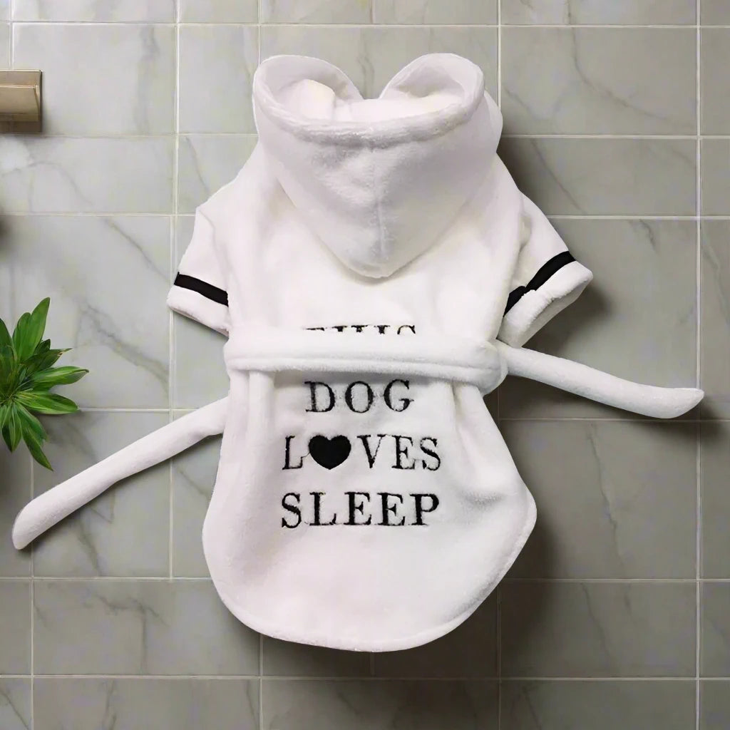 "Dog Loves Sleep" Bathrobe - Poshful Pups