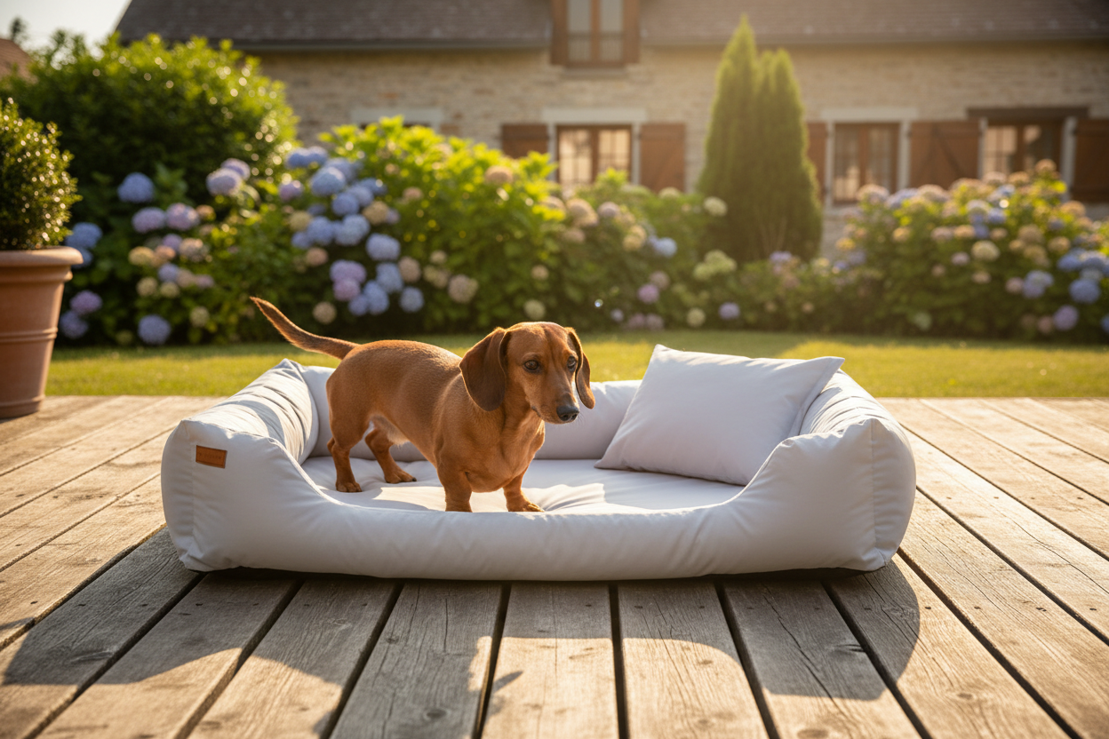 Mist — garden deck, dachshund